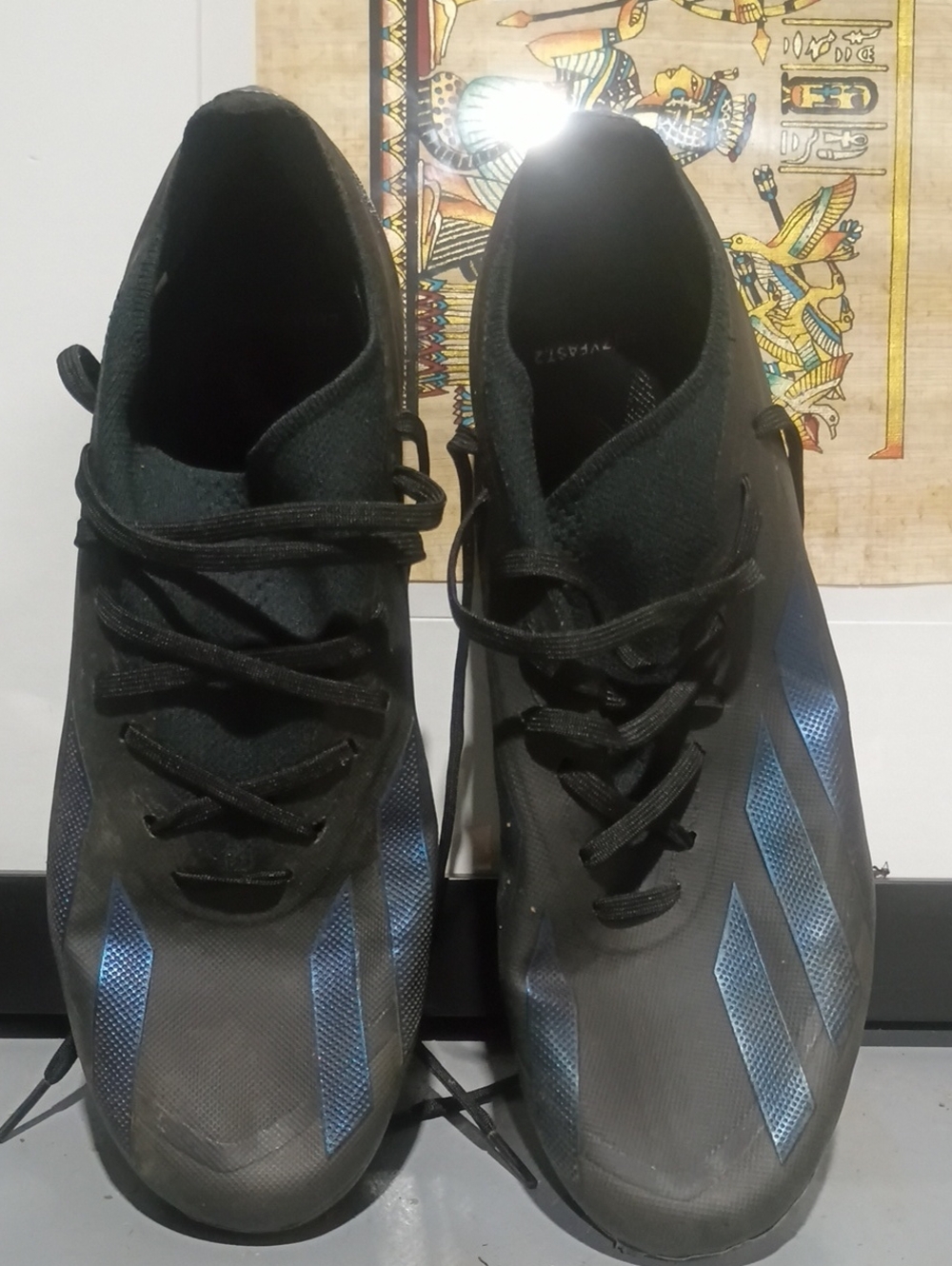 Men's Black Athletic Shoes with Blue Accents
